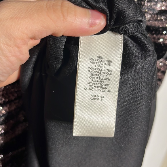 Eliza J Black Gold Sparkly Metallic 3/4 Sleeve Knee Length Cocktail Dress Size 8 - Picture 6 of 8